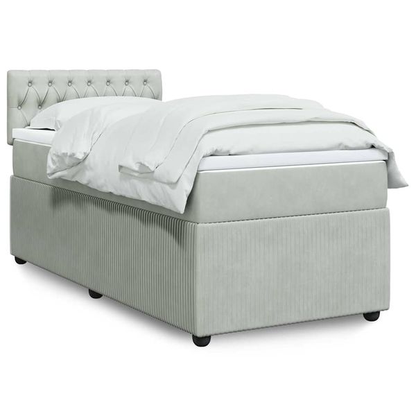 vidaXL Posteľný rám boxsping s matracom bledosivý 100x200 cm zamat
