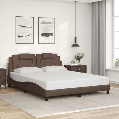 vidaXL Rám postele Viana bez matraca hnedý 160x200 cm umelá koža