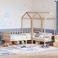 vidaXL Sada postele a lavice so strieškou 80x200 cm borovica