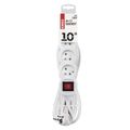 Predlžovací kábel EMOS P1410 / 10 m / 4 zásuvky / s vypínačom / biely / PVC / 1 mm2