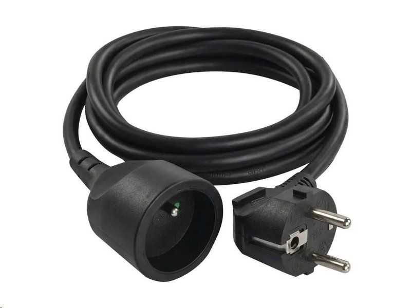 Predlžovací kábel EMOS PC0111 / 1,5 m / 1 zásuvka / čierny / PVC / 1 mm2