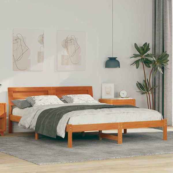 vidaXL Rám postele Včelí hnedý 140 x 200 cm Masívne borovicové drevo