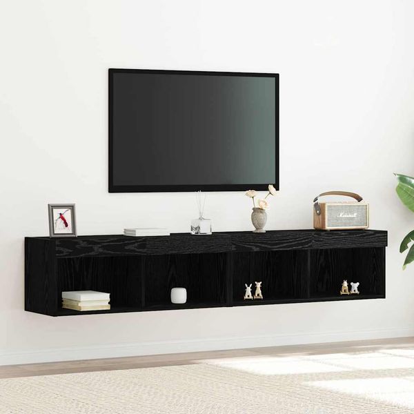 vidaXL Zostava TV skriniek s LED 2 pcs Čierny dub 80 x 30 x 30 cm