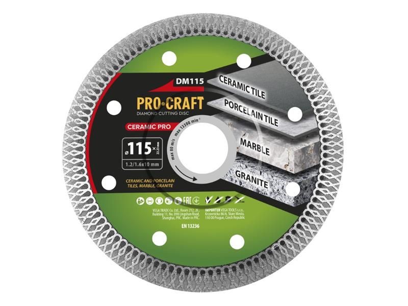 Diamantový rezný kotúč 115 mm PROCRAFT DM115 Ceramic PRO