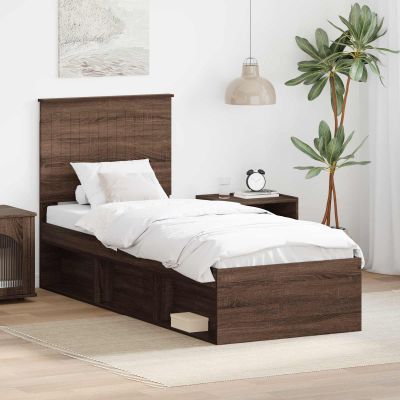 vidaXL Rám postele Hnedý dub 75 x 190 cm Masívne borovicové drevo
