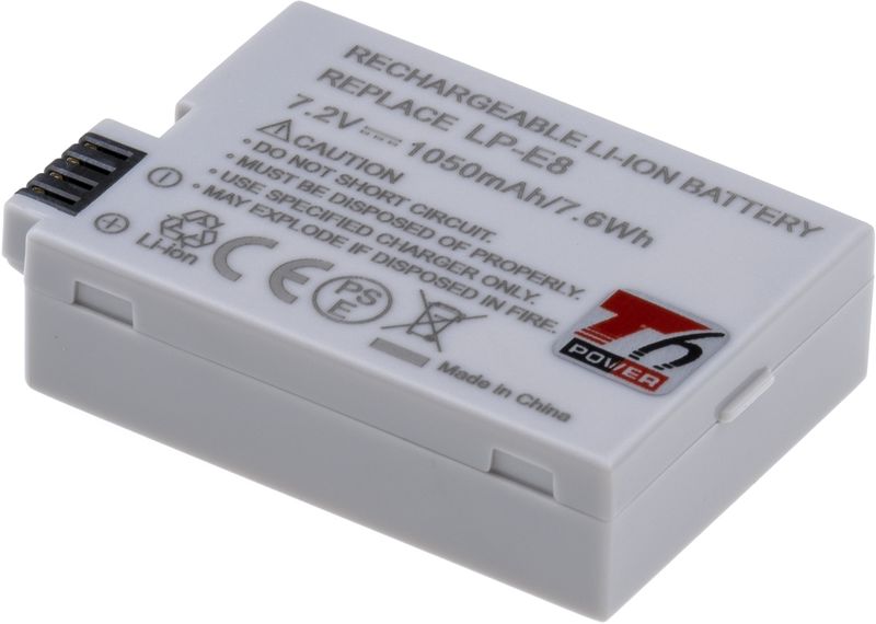 Batéria T6 power Canon LP-E8, 1050mAh, 7,6Wh, sivá