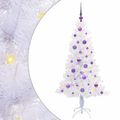 vidaXL Umelý vianočný stromček s 150 LED-i Biela 150 cm PVC a oceľ