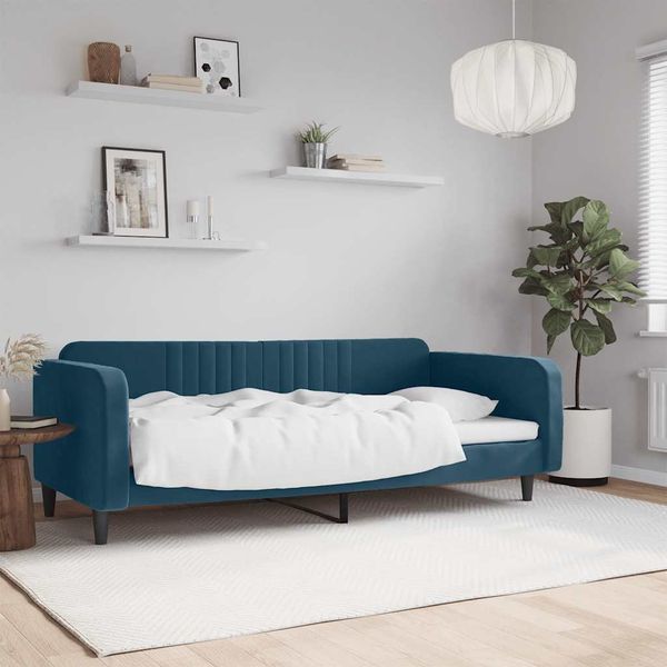 vidaXL Denná posteľ modrá 90x200 cm zamat