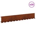 vidaXL Obrubník trávnika 30 ks 102 x 15 x 4 cm Oceľ Hrdzavý