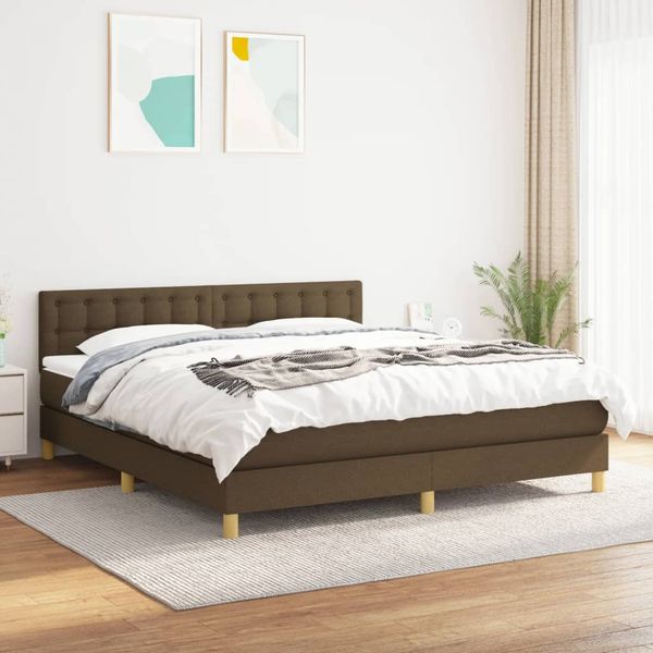 vidaXL Boxspring posteľ s matracom tmavohnedá 160x200 cm látka