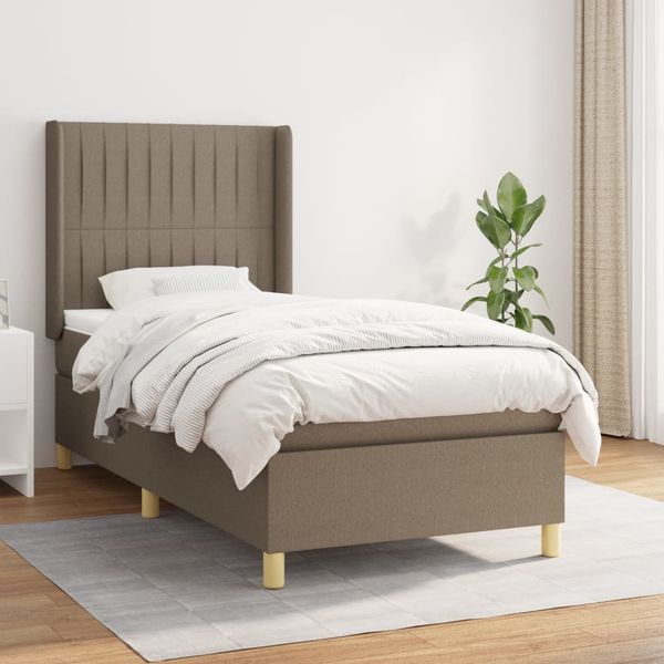 vidaXL Posteľný rám boxspring s matracom sivohnedý 90x190 cm látka