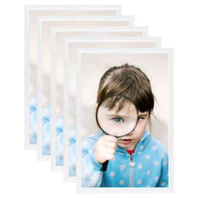 vidaXL Fotorámiky na stôl, koláž 5 ks, biele 28x35 cm, MDF