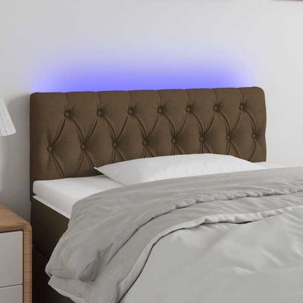 vidaXL Čelo postele s LED tmavohendé 90x7x78/88 cm látka