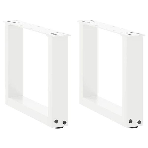vidaXL Nohy konferenčného stolíka v tvare U, 2 ks, biele, 40 x (30-31) cm, oceľové