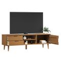 vidaXL TV skrinka MOLDE, hnedá 158x40x49 cm, borovicový masív