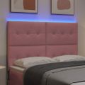 vidaXL LED hlavová doska s LED pásikmi Ružová 144 cm Zamat