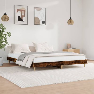 vidaXL Posteľný rám bez matraca dymový dub 140x200 cm kompozitné drevo