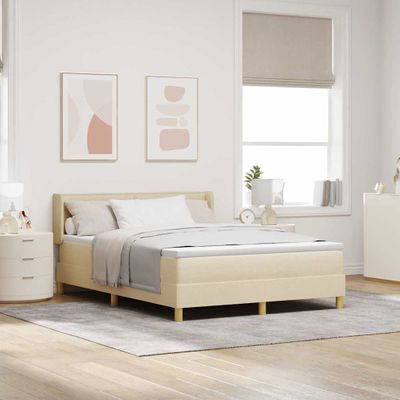 vidaXL Posteľ s pružinovým rámom s matracmi Krémová 200 x 160 cm látka
