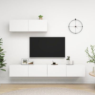 vidaXL TV skrinky 3 ks, biele, kompozitné drevo