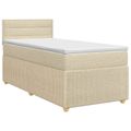 vidaXL Posteľ boxspring s matracom Krémová 80 x 200 cm Látka