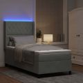 vidaXL Posteľ s pružinovým rámom s LED Svetlosivá 100 x 200 cm Zamat
