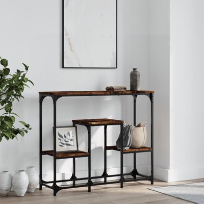 vidaXL Konzolový stolík dymový dub 89,5x28x76 cm kompozitné drevo