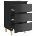 vidaXL Nočné stolíky s drevenými nohami 2 ks lesklé čierne 40x35x69 cm