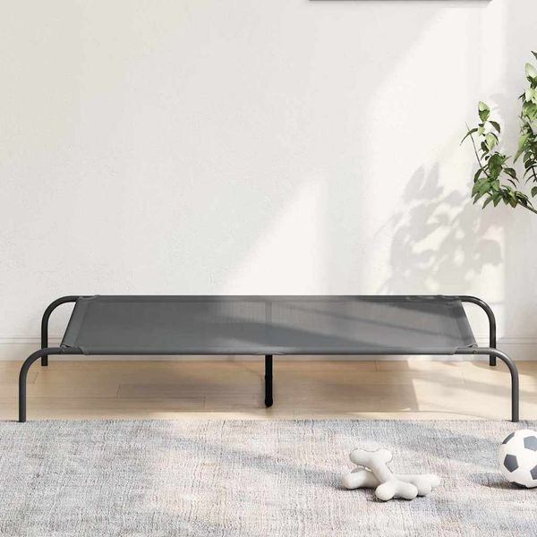 vidaXL vyvýšená posteľ pre psa sivá 130x80x20 cm textil a oceľ