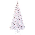 vidaXL Umelý vianočný stromček s 300 LED-i Biela 240 cm PVC a oceľ