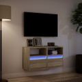 vidaXL TV nástenné skrinky s LED svetlami 2 ks dub sonoma 41x31x45 cm