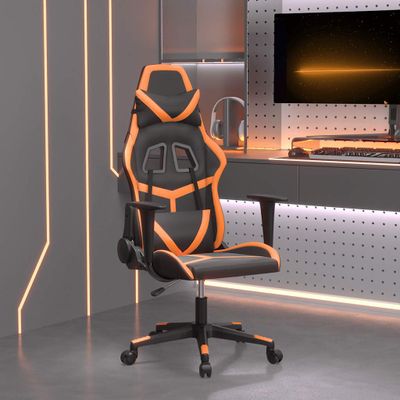vidaXL Masážna herná stolička čierna a oranžová umelá koža