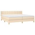 vidaXL Posteľný rám boxspring s matracom krémový 180x200 cm látka