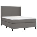 vidaXL Boxspring posteľ s matracom a LED sivá 140x190 cm umelá koža