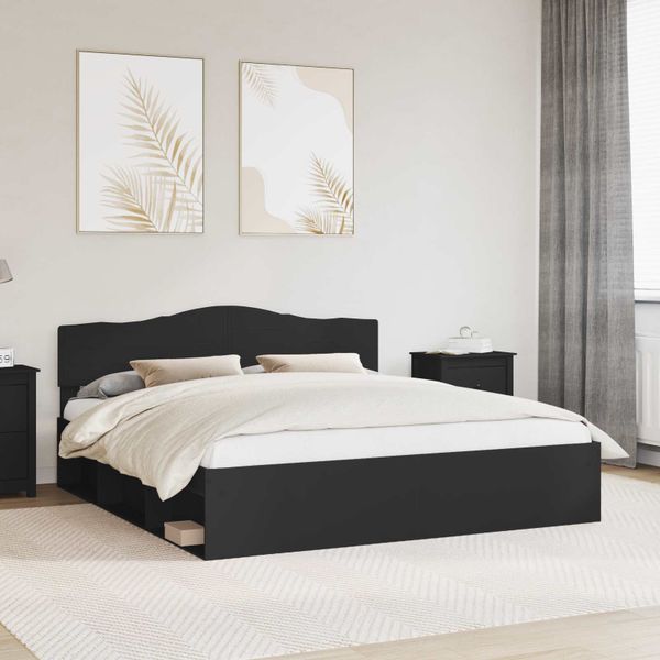 vidaXL Rám postele Čierna 200 x 200 cm Masívne borovicové drevo