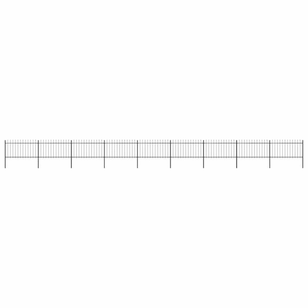 vidaXL Záhradný plot s vrchnou časťou z ocele 1603,5x100 cm čierny