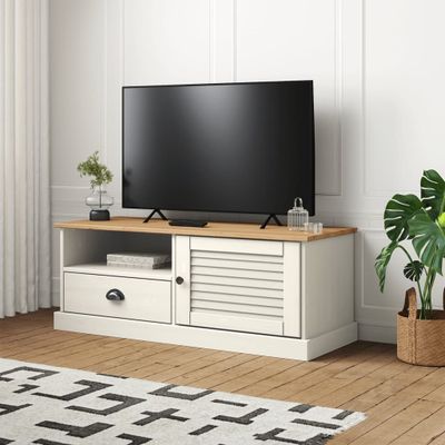 vidaXL TV skrinka VIGO biela 106x40x40 cm masívna borovica