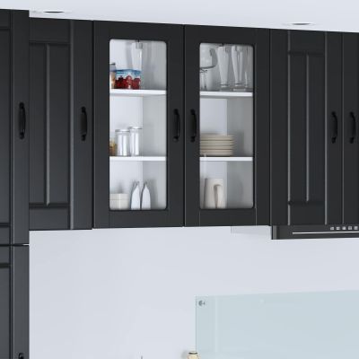 vidaXL Nástenný sklenený kabinet LUCCA 2 pcs Čierna 40 x 31 x 80 cm
