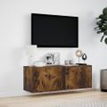 vidaXL TV nástenná skrinka s LED svetlami dymový dub 100x31x35 cm