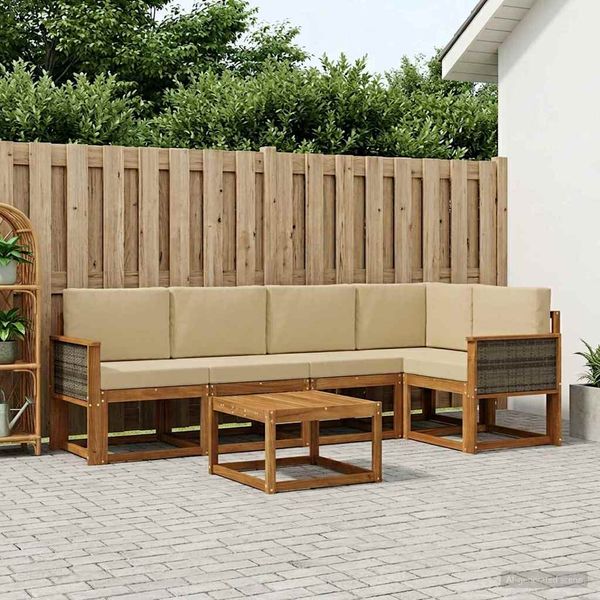 vidaXL Záhradná súprava gaučov s vankúšom 6 pcs Prírodná a béžová