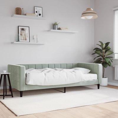 vidaXL Denná posteľ s matracom bledosivá 90x200 cm zamat