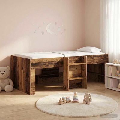 vidaXL Rám postele pre deti na vysokej posteli Staré drevo 90 x 190 cm