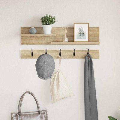 vidaXL Vešiak na stenu Sonoma dub 90 x 15 x 36 cm Kompozitné drevo