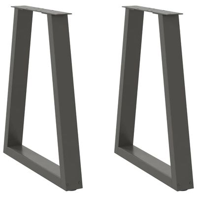 vidaXL Nohy k jedálenskému stolu v tvare V, 2 ks, antracitové, 60 x (72-73,3) cm, oceľ
