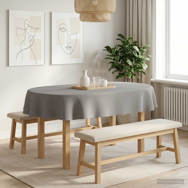 vidaXL Uterák na stôl 5 ks Oválny Svetlosivá 130 x 180 cm Polyester
