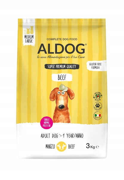 Aldog 2D-BE3M Beef Medium/Large granule pre dospelých psov, stredné/veľké plemená, hovädzie, 3 kg