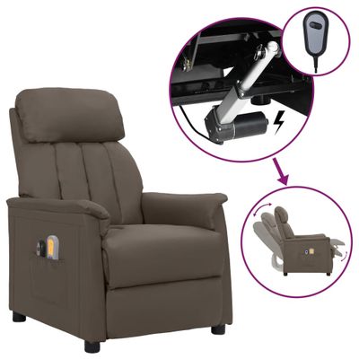 vidaXL Elektrické masážne kreslo sivé umelá koža