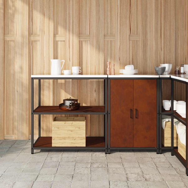 vidaXL Kuchynský úložný set HATTEM 2 pcs Hrdzavý Oceľ
