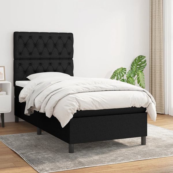 vidaXL Posteľný rám boxspring s matracom čierny 80x200 cm látka