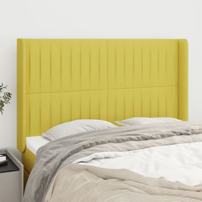 vidaXL Čelo postele so záhybmi zelený 147x16x118/128 cm látka