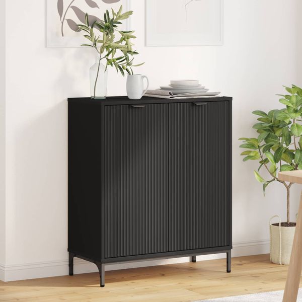 vidaXL Servírovacia skriňa Čierna 69,5 x 33 x 82 cm Kompozitné drevo